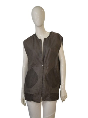 WLG by Giorgio Brato leather perforated vest taupe grey IT 42