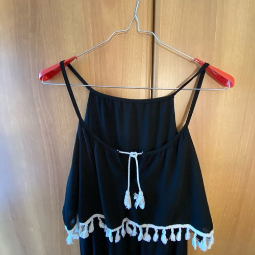Long dress with spaghetti straps, new, black and beige