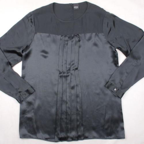 Lorena Antoniazzi blouse size L grey 100% silk Italy like new