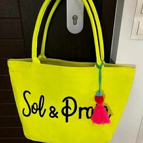 Jessica beach bag fluorescent yellow and pink new