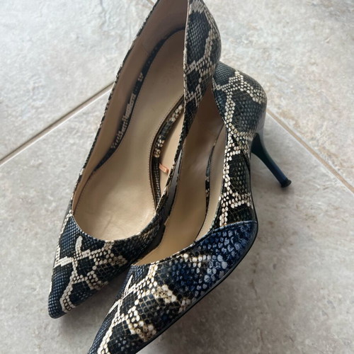 Zara snakeskin stiletto pumps used, blue and green