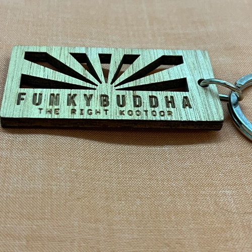Funky Buddha wooden keychain new
