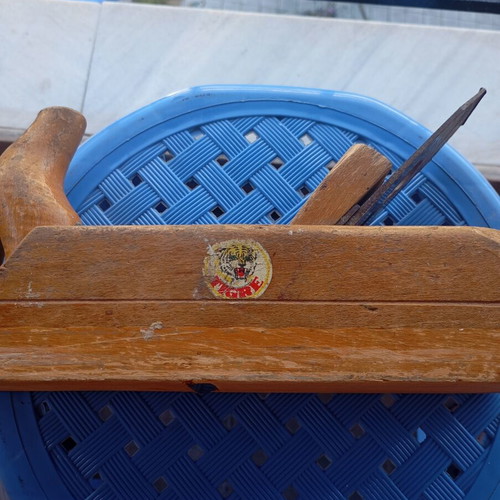 Tigre wooden hand plane used, authentic traditional rustic tool