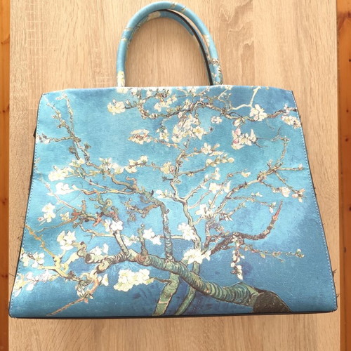 Shoulder bag with Vincent van Gogh painting design, like new, turquoise