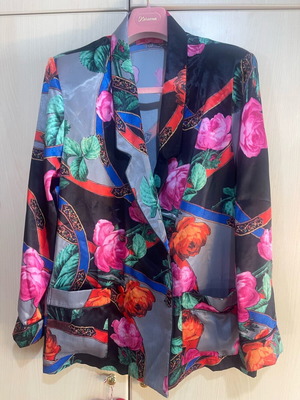 Karavan σατέν blazer με floral print σαν καινούργιο, μέγεθος M/L