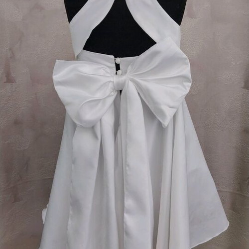 Baptism set unicorn theme white satin dress open back