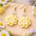 Handmade crocheted earrings yellow made to order