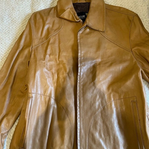 Italian leather jacket used, light brown, size 50