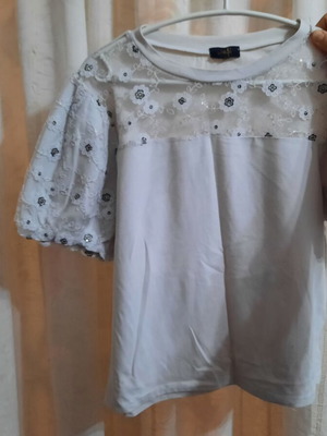Girls' summer blouse like new, white, size 146 cm