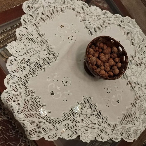 Handmade Crochet Tablecloth white, new, 92×92 cm