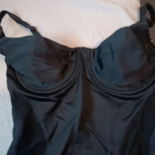 Satin bodysuit with side transparency new, size S-M, black