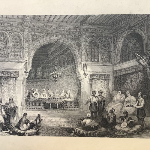 Interior of Moorish Palace in Algiers chalcography used 32x23cm