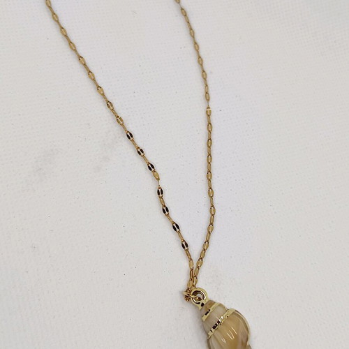 Shell necklace made of stainless steel like new, beige and gold
