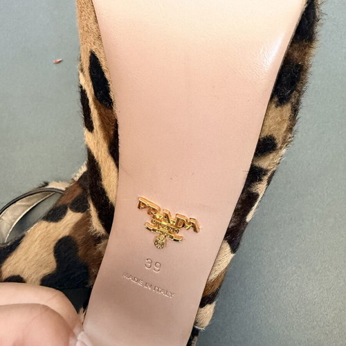 Prada animal print platform sandals