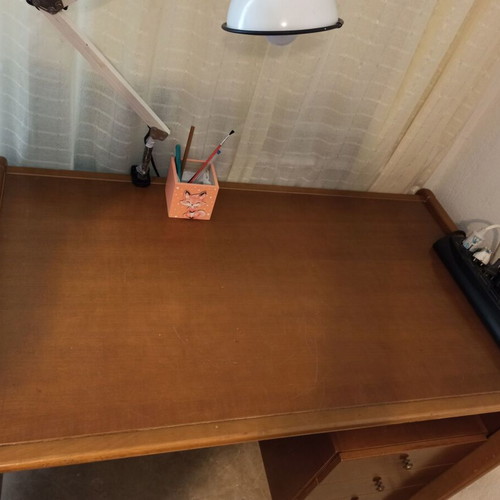 German solid wood desk with 3 drawers used