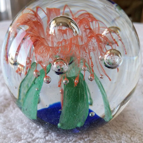 Murano ball new, glass, large 10×10 cm