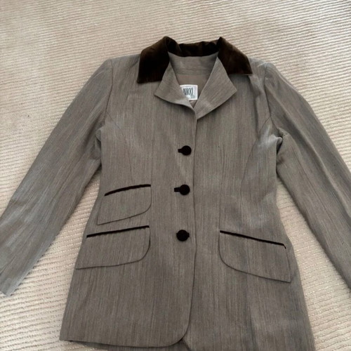 Vintage Nikki Bis wool linen blazer like new, grey and brown
