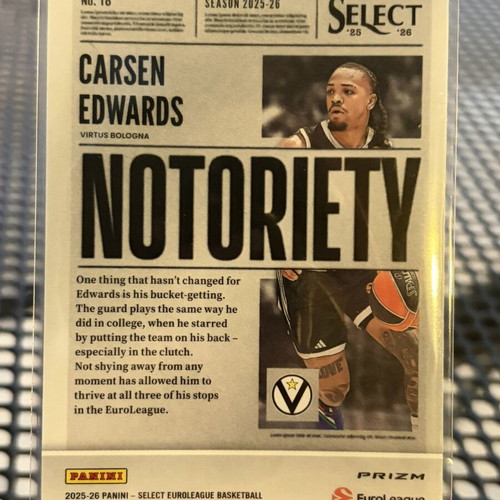 Notoriety Carsen Edwards Panini card new