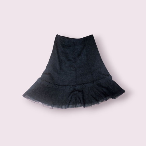Vintage goth ruffle midi knit skirt used, black, size M-L