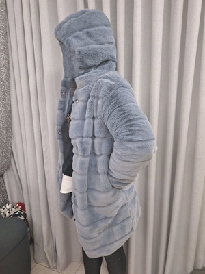 Grey fur coat like new, one size, very soft
