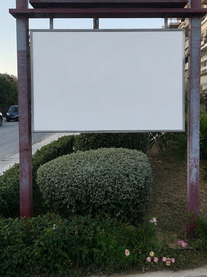 Outdoor sign used, double-sided with fluorescent lamps