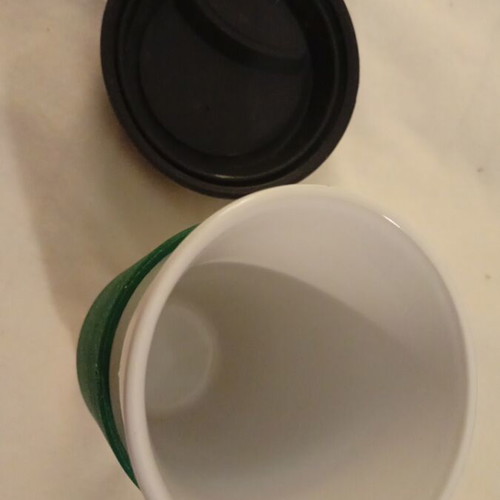 Jacobs promotional mug like new, ceramic with silicone lid