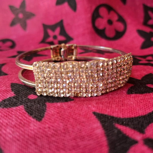 Bracelet bangle used with zircon, geometric design, multicolor