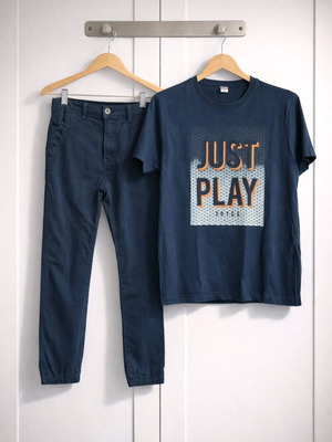 Kids set Benetton denim jogger jeans and Joyce T-shirt used