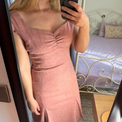 Club Monaco pink dress used, size S/XS, wool and silk blend