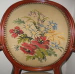 Pair of embroidered armchairs used, vintage, wood