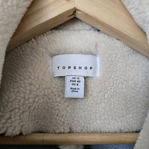 Topshop oversized coat with faux fur look like new, beige