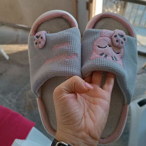 Shein women's summer slippers used, size 42.5, gray and pink