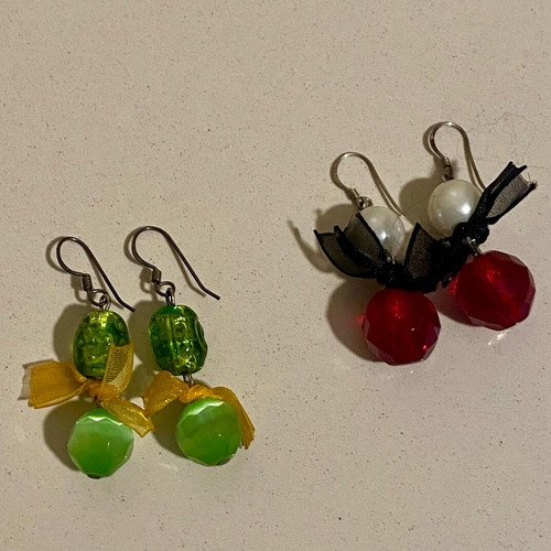 Earring set new, two pairs of dangle earrings with semi-precious stones
