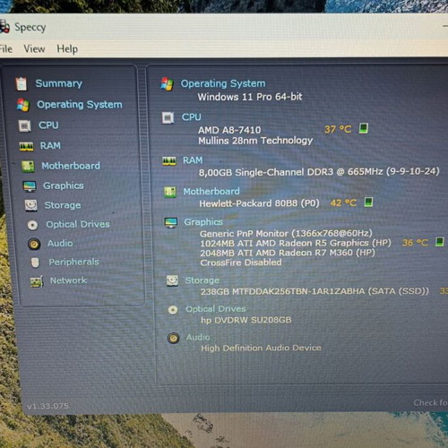 Laptop HP Pavilion 15.6" μεταχειρισμένο, AMD A8, 8GB RAM, 256GB SSD, R7 γραφικά