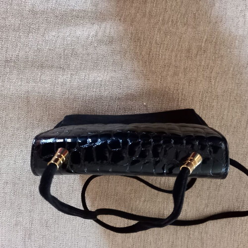 Goya vintage 1980s black suede women's evening shoulder bag used