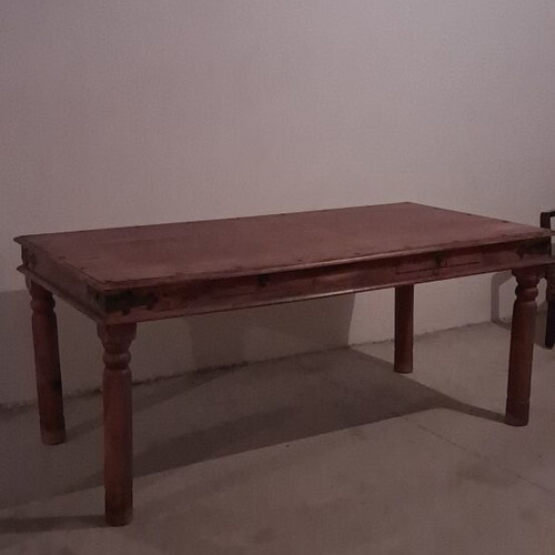 Ethnic dining set like new with large table and six chairs