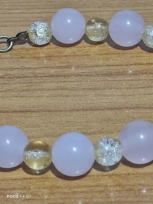 Bracelet with mineral stones like new, pink and crystal quartz