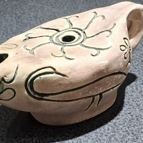 Handmade Clay Lamp decorative replica of Late Antiquity, like new