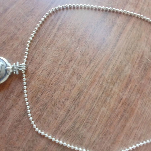 Vintage silver pendant with chain, double-sided, dolphins, 50cm chain