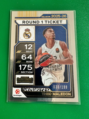 Theo Maledon 2025-26 Panini Contenders EuroLeague Round 1 Ticket numbered card