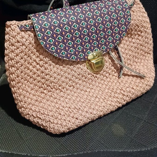 Handmade knitted backpack bag multicolored new