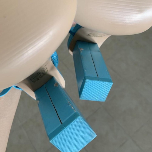 Public Desire Halley block heels aqua blue pumps new size 39