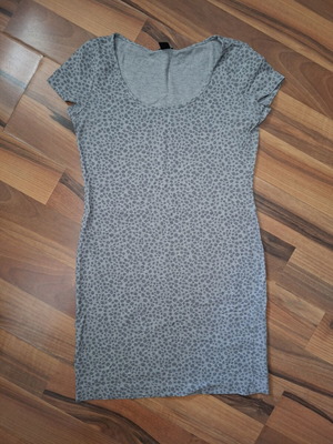 H&M Mini Dress Gray Anthracite Leopard Print Medium Like New
