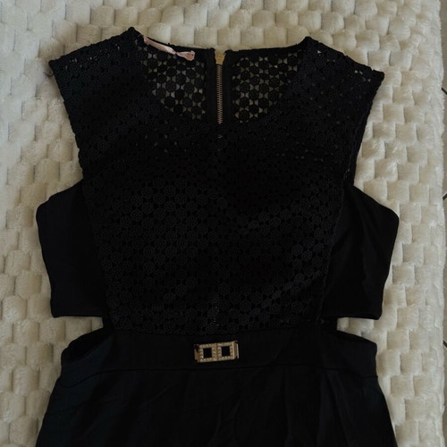 Evening mini dress like new, black with gold details, M/L
