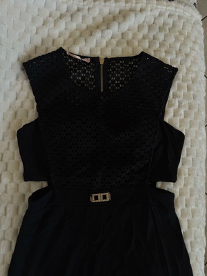 Evening mini dress like new, black with gold details, M/L