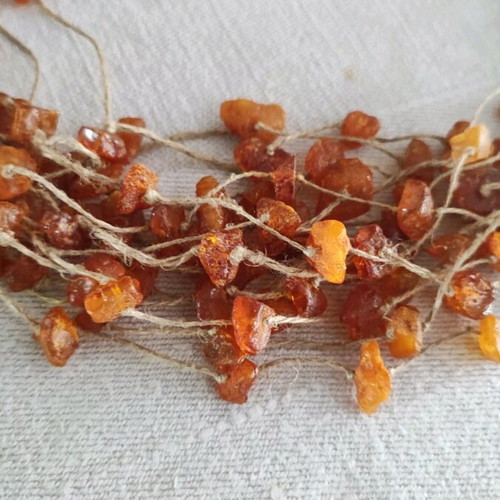 Natural amber necklace like new, multiple strands with natural twine