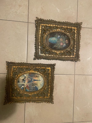 Handmade art plaques used, set of two