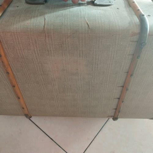 Antique suitcase used, 1950s, gray