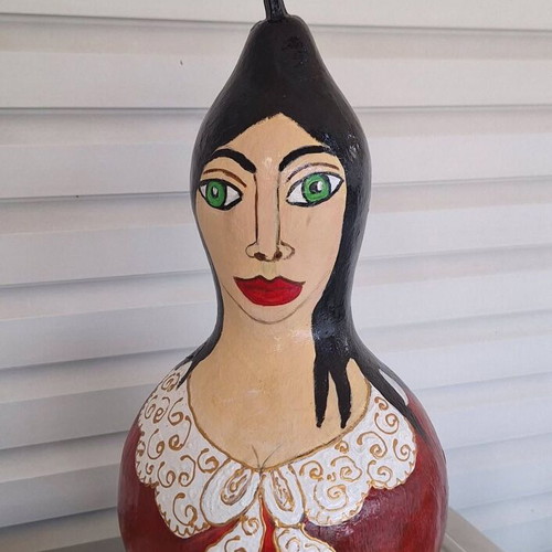 Handmade decorative gourd "Penelope" with folkloric style