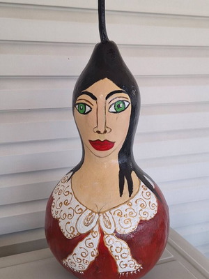 Handmade decorative gourd "Penelope" with folkloric style